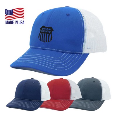 True American Made 6-Panel White Mesh Trucker Cap
